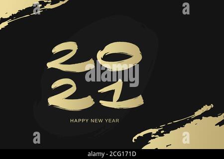 2021 design template for new year greeting. Brush and ink lettering. Stock Vector