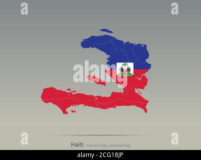Haiti Flag Isolated on Map. Central american countries map and flag. Stock Vector
