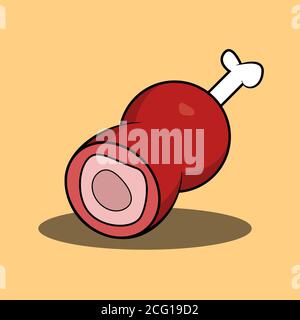 Piece of meat with a bone - flat design Stock Vector