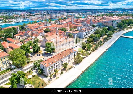 City of Zadar historic landmarks aerial panoramic view, tourist destination in Dalmatia region of Croatia Stock Photo