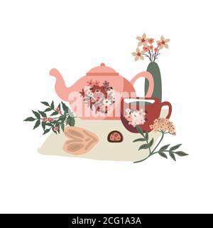Cosy tea party vector illustration Stock Vector