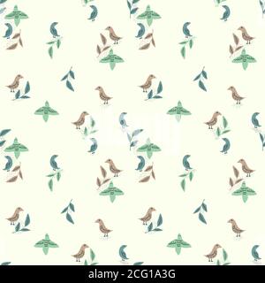Seamless decorative vector birds pattern Stock Vector