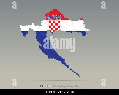 Serbia Flag Isolated on Map. European countries map and flag. Stock Vector