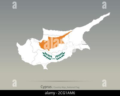 Cyprus Flag Isolated on Map. European countries map and flag. Stock Vector