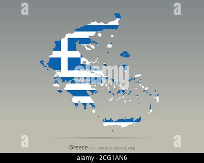 Greece Flag Isolated on Map. European countries map and flag. Stock Vector