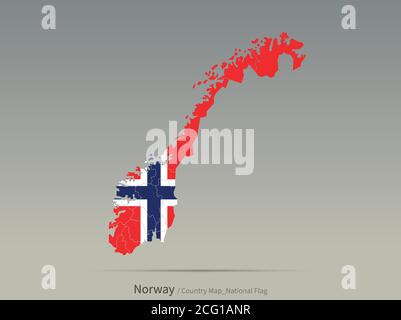 Norway Flag Isolated on Map. European countries map and flag. Stock Vector