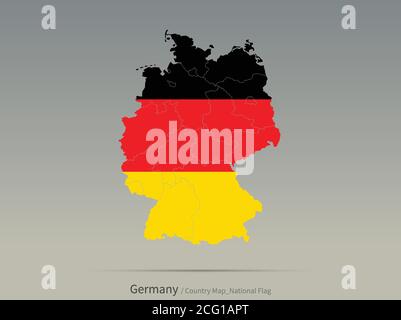 Germany Flag Isolated on Map. European countries map and flag. Stock Vector