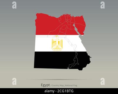 Egypt Flag Isolated on Map. Middle East countries map and flag. Stock Vector