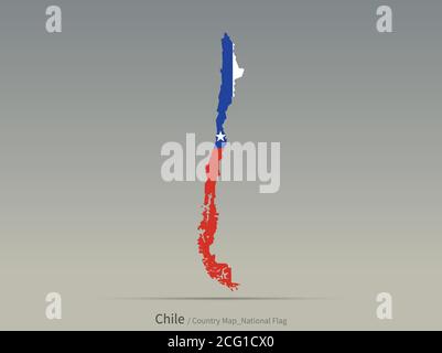 Chile Flag Isolated on Map. South american countries map and flag. Stock Vector
