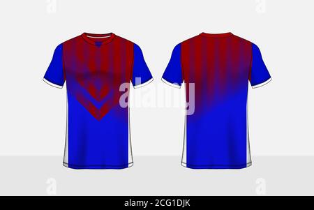 Blue-Red-White Sport Shirt Design Template for Soccer Jersey