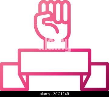 feminism movement icon, raised hand emblem power, female rights gradient style vector illustration Stock Vector