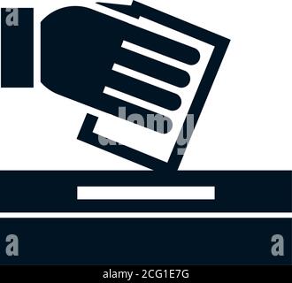 Vector black hand putting a voting ballot on white Stock Vector Image ...