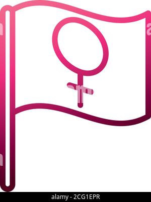 feminism movement icon, flag with gender female, gradient style vector illustration Stock Vector