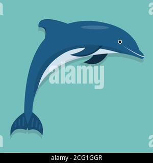 dolphin vector illustration in flat style Stock Vector