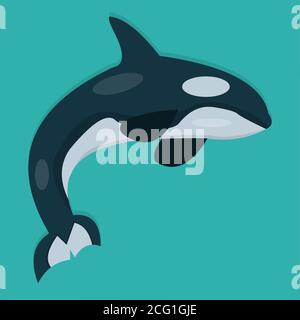 whale vector illustration in flat style Stock Vector