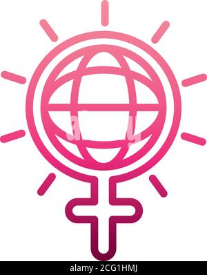 feminism movement icon, symbol gender world female rights gradient style vector illustration Stock Vector