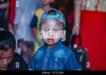 yangon, myanmar - DECEMBER 3, 2020 : child at festival. Stock Photo