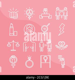 Women rights movement linear icons set Stock Vector Image & Art - Alamy