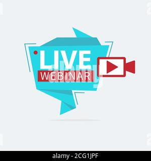 Live Webinar Button, icon, emblem label Vector illustration flat linear badge and banner, scroll, sticker, ribbon, embem, poster. Stock Vector
