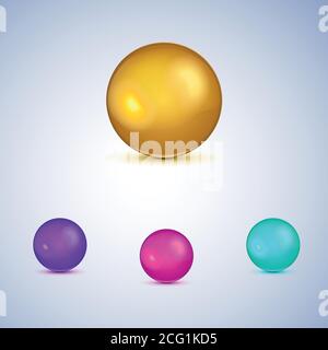 Set of colorful glossy spheres isolated on white. Stock Vector