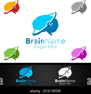 Fix Brain Logo with Think Idea Concept Vector Design Stock Vector