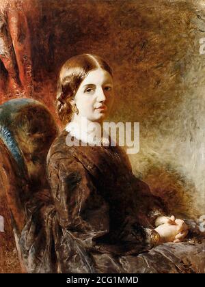 Huggins William - Portrait of the Artist's Wife - British School - 19th  Century Stock Photo