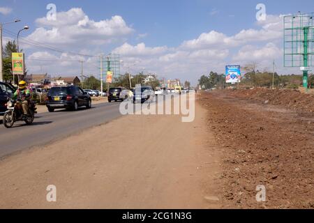 Start of widening, Ngong Road, between Junction shopping centre and Karen.  Ngong Road, Nairobi, Kenya.  2 Oct 2017 Stock Photo