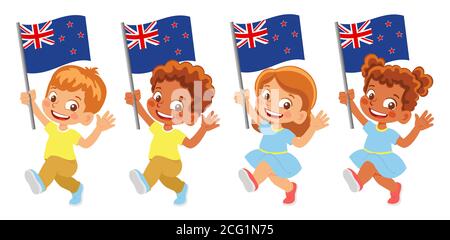 New Zealand flag in hand set Stock Photo