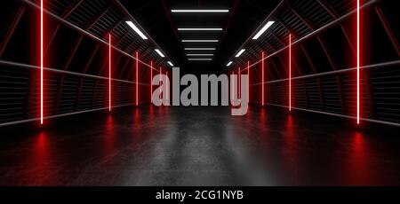 Colored luminous geometric shape on a black background. Blurred reflection on the floor. 3d rendering image. Stock Photo