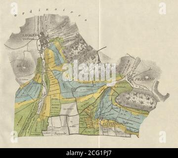 BURGUNDY BOURGOGNE VINEYARD MAP Aloxe-Corton Pernand Savigny-Beaune RODIER 1920 Stock Photo