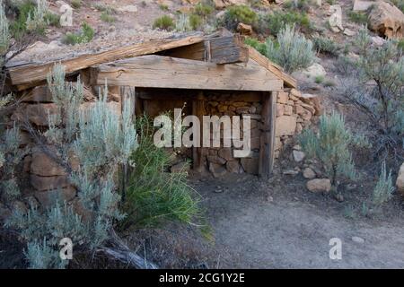 The ghost town of Sego was founded in 1910 as a coal mining town in Sego Canyon, Utah to provide coal to the railroad at Thompson Springs, five miles Stock Photo