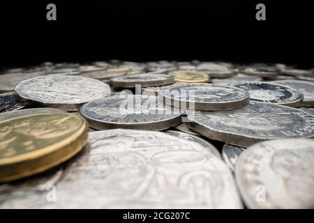 Close-up view of various Australian coins Stock Photo