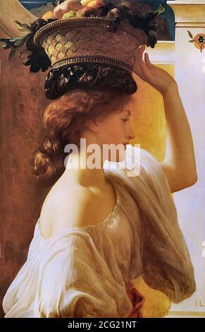 Leighton Frederic - Eucharis - a Girl with a Basket of Fruit - British School - 19th  Century Stock Photo