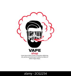 Vape shop banner. Electronic cigarette. Vaping. Smoking. Vector on isolated white background. EPS 10 Stock Vector
