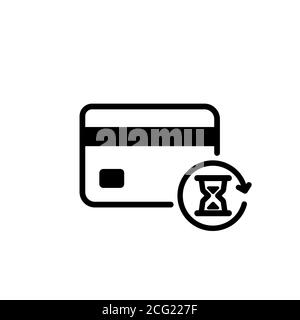 Credit card icon with hourglass sign. Processing concept. Vector on isolated white background. EPS 10 Stock Vector