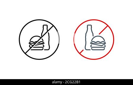 No burger, no drink icon. No fast food. Unhealthy food. Vector on isolated white background. EPS 10 Stock Vector