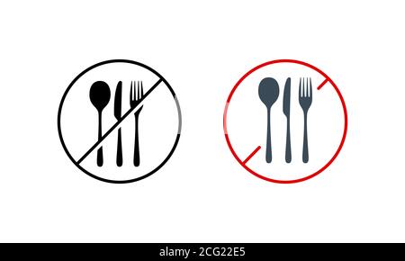 Say no to plastic fork, spoon and knife icon. Save environment and ecology of earth. Vector on isolated white background. EPS 10 Stock Vector