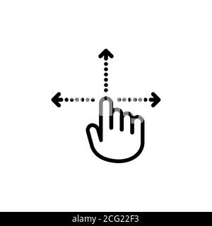 Hand cursor icon. Dotted kines pointing in different directions. Vector on isolated white background. EPS 10 Stock Vector