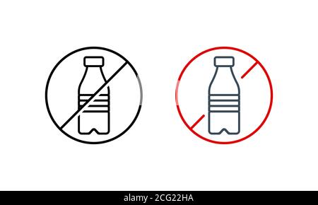 Stop using plastic water bottle icon. Save environment concept. Vector on isolated white background. EPS 10 Stock Vector