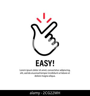 Easy sign. Hand gesture, finger snap. Finger snapping. Vector on isolated white background. EPS 10 Stock Vector