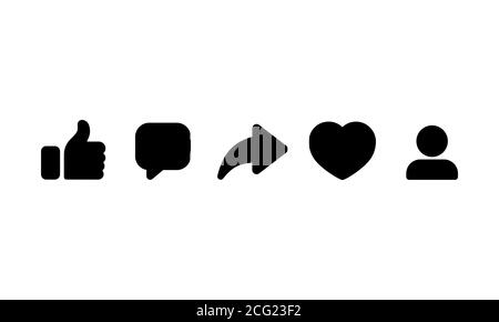 Social media icon. Thumbs up, repost, sharing, like, comment. Vector on isolated white background. EPS 10 Stock Vector