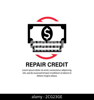 Repair credit banknotes icon. Vector on isolated white background. EPS 10 Stock Vector