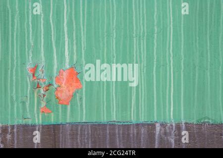 Old Dirty Plaster Wall, With Flakes Of Paint. Rough Surface. Old Weathered Painted Background Texture. Vintage Scratch Grunge Urban Stock Photo
