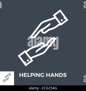 Helping hands thin line vector icon Stock Vector