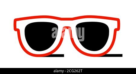 Red sunglasses icon isolated on white background.  Stock Vector