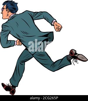 The businessman runs. Business man is late Stock Vector