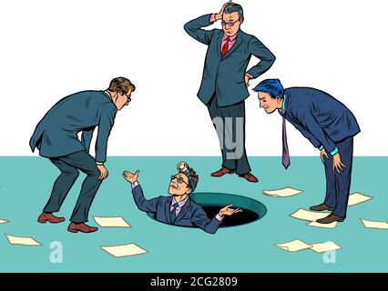 Businessmen and the problem. Finding solution Stock Vector