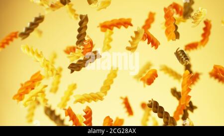 Download Falling Fusilli Pasta Flying Yellow Raw Macaroni Over Black Background Stock Photo Alamy Yellowimages Mockups