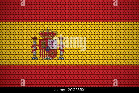 Abstract flag of Spain made of circles. Spanish flag designed with colored dots giving it a modern and futuristic abstract look. Stock Vector
