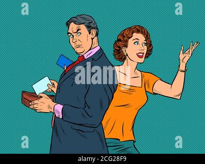 A man and a woman pay for a purchase Stock Vector